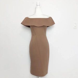 Aritzia Babaton Ruslan Midi Dress in Nutmeg Brown